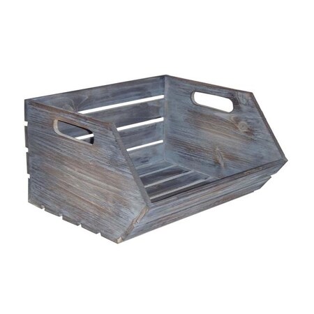 Cheungs Cheungs 4814GW Wood Slat Stackable Storage with Side Handles - Gray Wash 4814GW